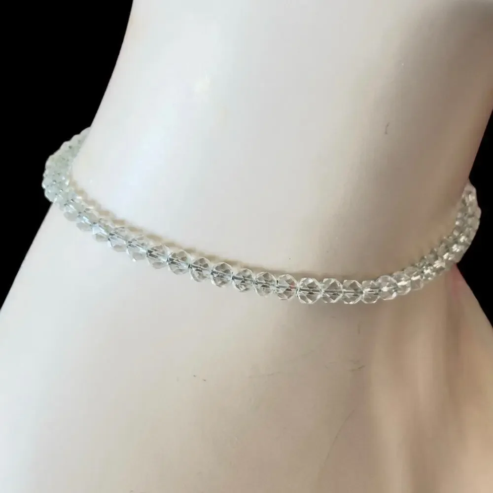 14” Faceted Crystal Beaded Necklace Choker Vintage 1940s Flowergirl